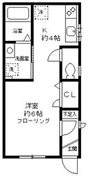 ワイレア 1階1Kの間取り
