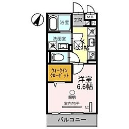 サンセール氷川 1階1Kの間取り