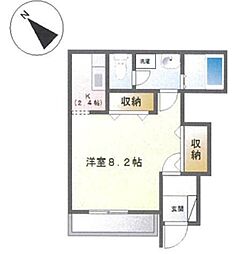 モデルナ 1階1Kの間取り