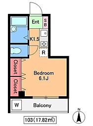 Mステージ東砂 1階ワンルームの間取り