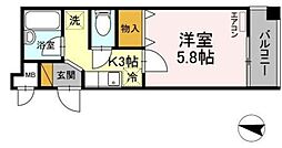 ヴァルキューレ大日 2階1Kの間取り
