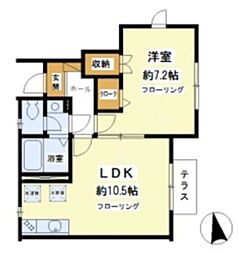 コート瀬田A棟 1LDKの間取図画像