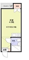 GAP桜丘 2階ワンルームの間取り