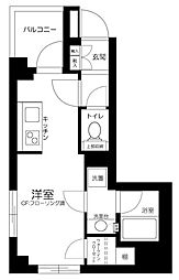 エスコートノヴェル白金高輪 ワンルームの間取図画像