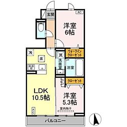D-ROOMすみよし台 A 1階2LDKの間取り