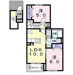 グランデ・フォルテ木ノ本 2階2LDKの間取り