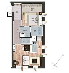 デュオメゾン渋谷松濤 2階1LDKの間取り