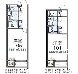 クレイノサニーハイツ2 1Kの間取図画像