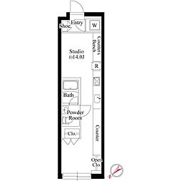 EDIT ebisu 3階ワンルームの間取り