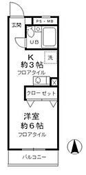 昭島コートエレガンスElle-D 1Kの間取図画像
