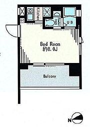 レジディア市谷薬王寺 13階1Kの間取り