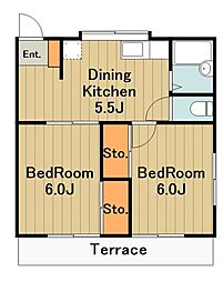 メゾン東中野 2DKの間取図画像