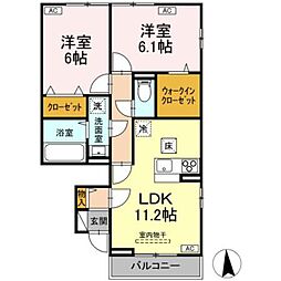JR南武線 稲城長沼駅 徒歩7分の賃貸アパート 1階2LDKの間取り