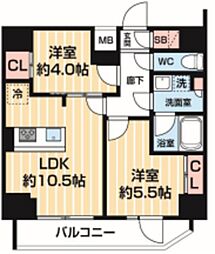 ＡＲＣＯＢＡＬＥＮＯ ＭＩＮＡＭＩＳＥＮＪＵ 14階2LDKの間取り