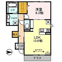 ルアーナA棟 1LDKの間取図画像