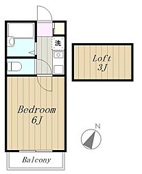 コスモ大和片平 1Kの間取図画像