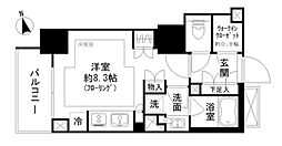 パークリュクス虎ノ門 13階ワンルームの間取り