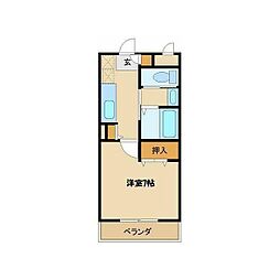 JR横浜線 町田駅 徒歩5分の賃貸マンション 2階1Kの間取り