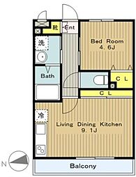 メゾンクレール（相原町） 3階1LDKの間取り