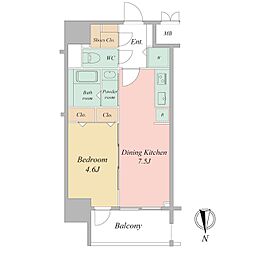 BPRレジデンス本町東 1DKの間取図画像