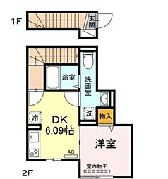 ラリュール赤塚I 2階1DKの間取り