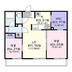 エスペランス大井 2LDKの間取図画像