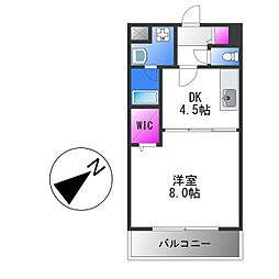 近鉄けいはんな線 長田駅 徒歩15分の賃貸マンション 3階1DKの間取り