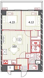 三敬中洲マンション 2LDKの間取図画像