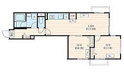 Fossette 池田山 5階2LDKの間取り