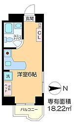 ラ・パルフェ・ド・ジュワンドル ワンルームの間取図画像