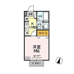 セジュール柏崎B 1Kの間取図画像