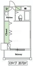 グリーンホーム東京 7階ワンルームの間取り