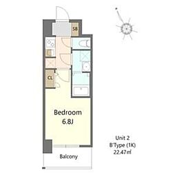 S-RESIDENCE堺浜寺broad 7階1Kの間取り