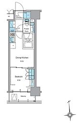 ルフォンプログレ上野稲荷町 15階1DKの間取り