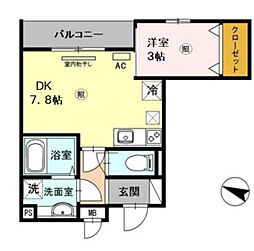 阪神本線 青木駅 徒歩3分の賃貸アパート 3階1DKの間取り