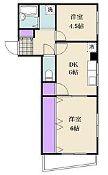 シャインビレッジ吉岡 2DKの間取図画像