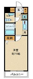 JR山手線 目黒駅 徒歩8分の賃貸マンション 10階1Kの間取り