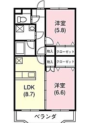 グリーンヒル1 1Kの間取図画像