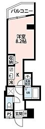 Sky Dokkyo 8階ワンルームの間取り