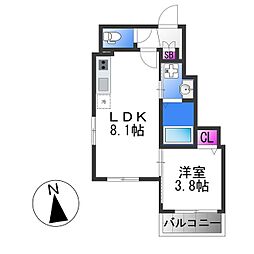近鉄大阪線 弥刀駅 徒歩7分の賃貸アパート 3階1LDKの間取り