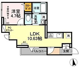 アムール東向島 3階1LDKの間取り