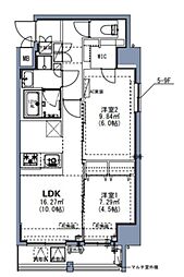 S-RESIDENCE 尾久azure 11階2LDKの間取り