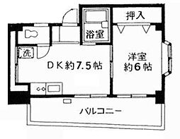 アステール中目黒 3階1DKの間取り