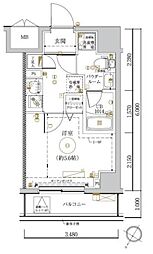 ＬＵＭＥＥＤ川崎 8階1Kの間取り
