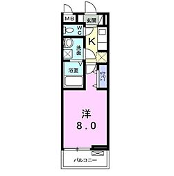 スタヴオール 1Kの間取図画像