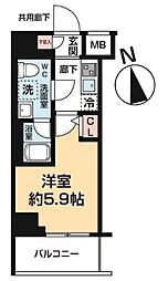 ヴァローレ松戸フィーロ 1Kの間取図画像