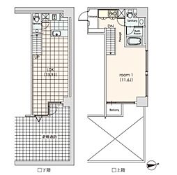 カスタリア芝公園 1階1LDKの間取り