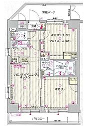 エステムプラザ神楽坂ノースレジデンス 7階2LDKの間取り