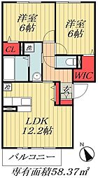 京成本線 海神駅 徒歩9分の賃貸アパート 1階2LDKの間取り