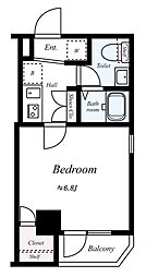 プレール・ドゥーク錦糸町II 2階1Kの間取り